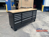 72'' 15-Drawer Stee Toolbox Cabinet With Timber Top