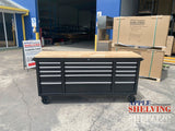 72'' 15-Drawer Stee Toolbox Cabinet With Timber Top